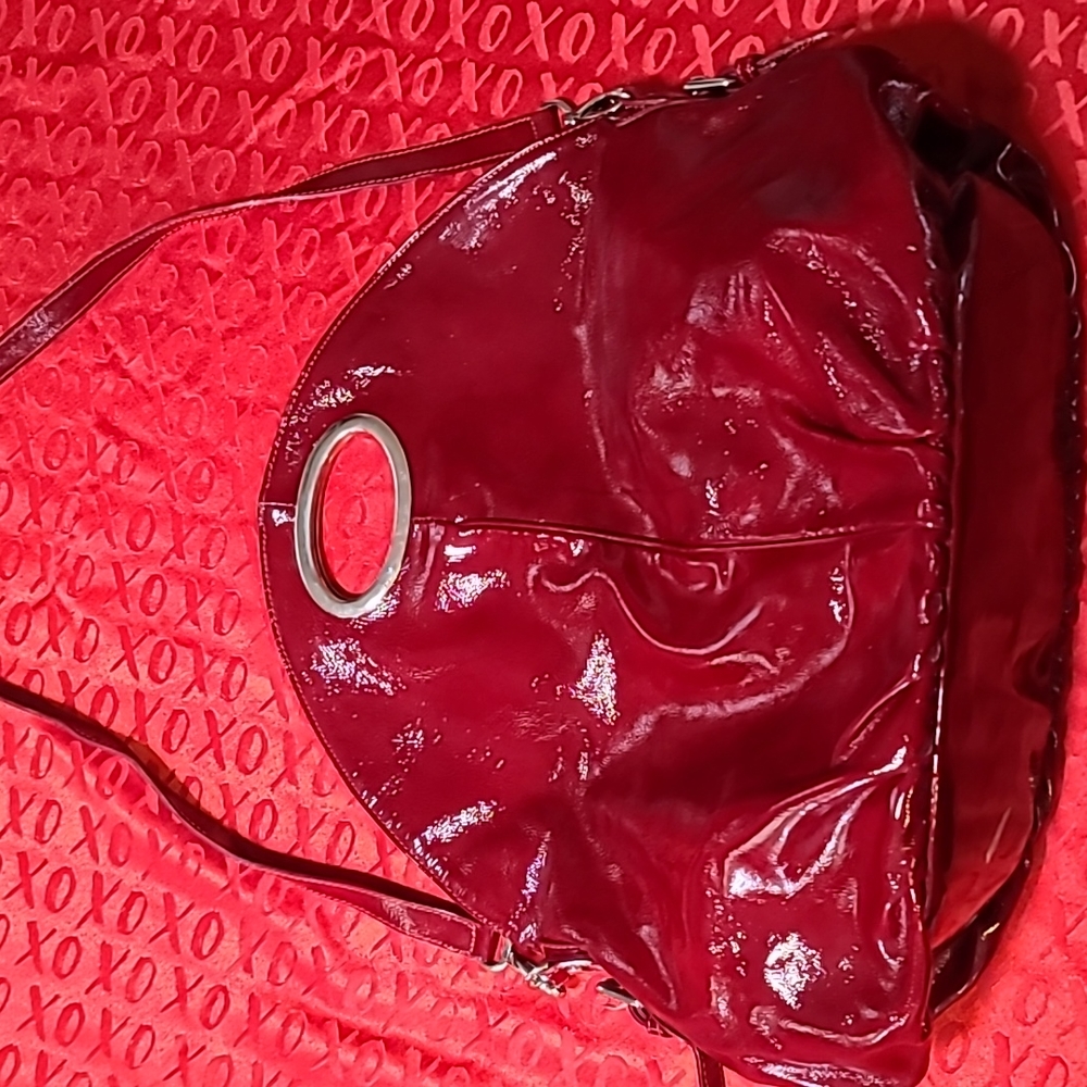 Red  leather bag. Made in Italy